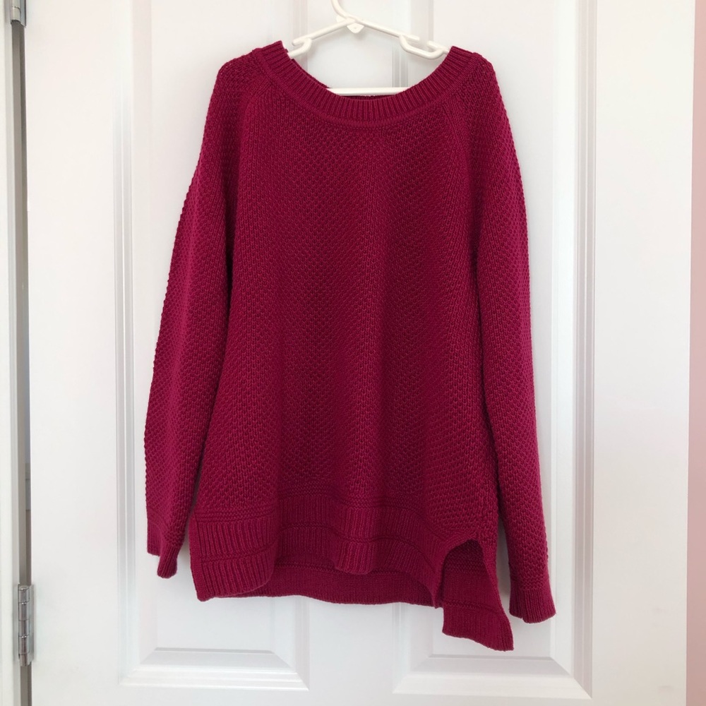 Old Navy Burgundy Textured-Stitch Sweater